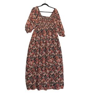 Destination Maternity Babydoll Floral Smocked Maxi Dress Medium Cottagecore